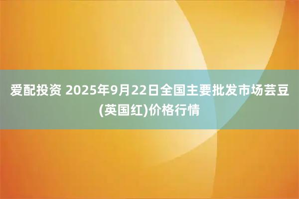 爱配投资 2025年9月22日全国主要批发市场芸豆(英国红)价格行情