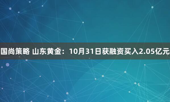 国尚策略 山东黄金：10月31日获融资买入2.05亿元